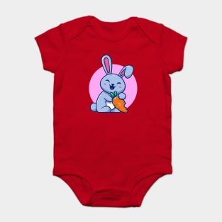 Cute Rabbit With Carrot Cartoon (2) Baby Bodysuit